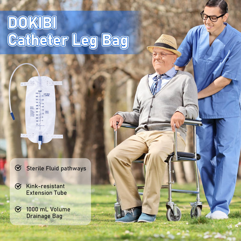 [Australia] - 1000ml Catheter Leg Bags, Urinary Drainage Bag for Men Women with Anti-Reflux Valve, 18‚Äù Tubing and Adjustable Cloth Straps, Easy Flip Drain (Pack of 5) 1000 ML - 5 Pack 
