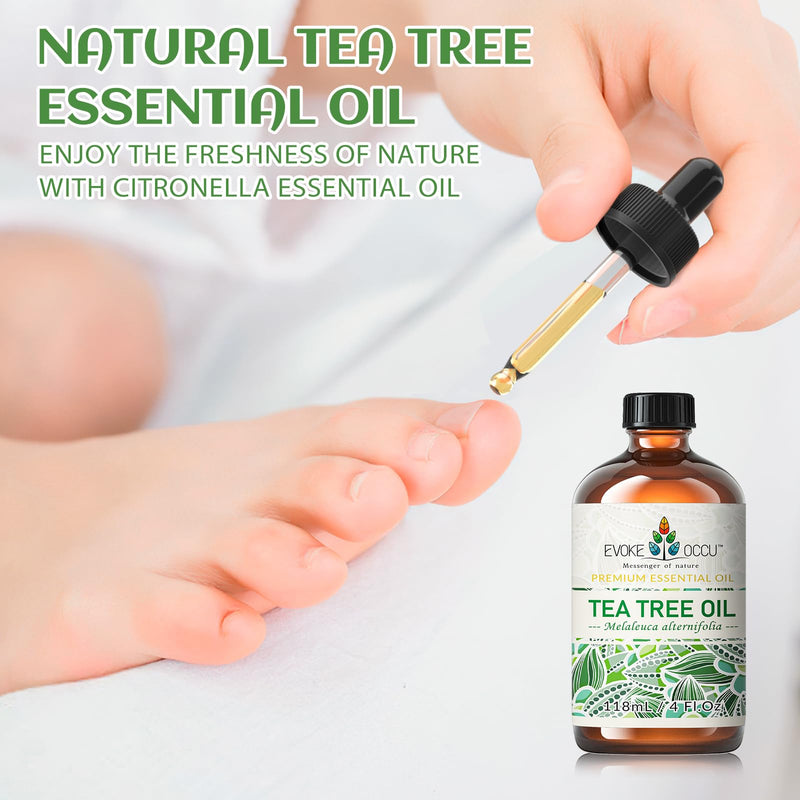[Australia] - EVOKE OCCU 100% Pure Tea Tree Essential Oil for Toenail Fungus,Hair Damage,Skin Problems,Add to Shampoo,Body Wash,Conditioner 4 FL Oz 4 Fl Oz (Pack of 1) 