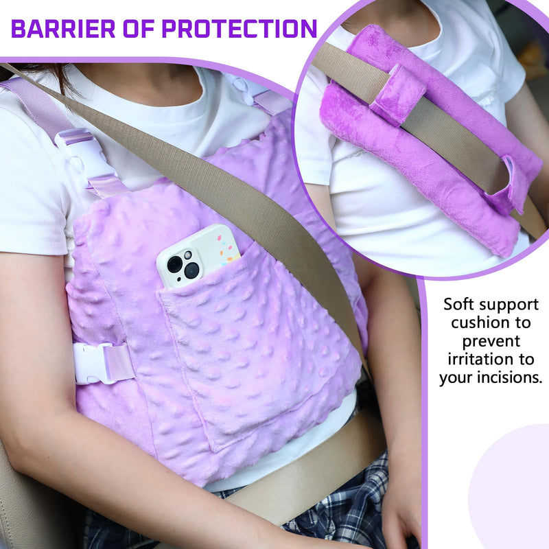 [Australia] - Geelin Post Mastectomy Pillow, Breast Surgery Lumpectomy Recovery Supplies, Post Mastectomy Essentials, Breast Reduction Pillow Recovery Belt Protection Surgery Gift Purple 
