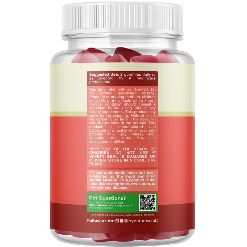 Natural Biotin Gummies for Hair Growth - Vitamins Skin and Nails Women Men with Pantothenic Acid - 60 Count