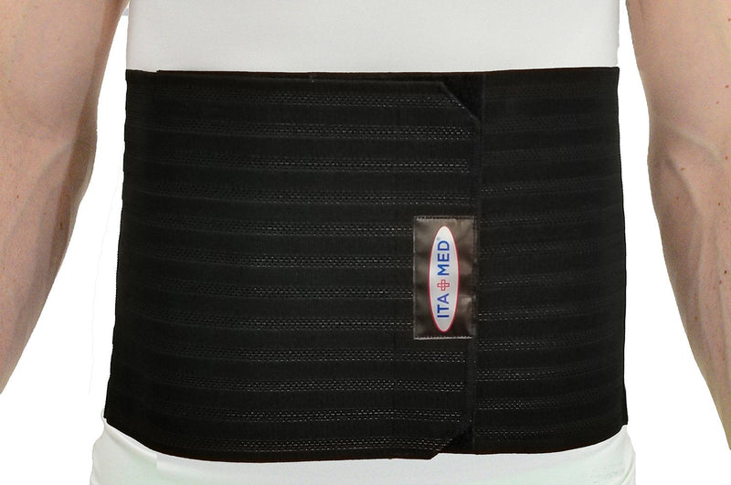 ITA-MED Men's Breathable Elastic Abdominal Binder for Post-Surgery Recovery & Umbilical Hernia Support, 9” Wide, Body-Shaping Effect, Made in USA, Black (Small) Small (Pack of 1)