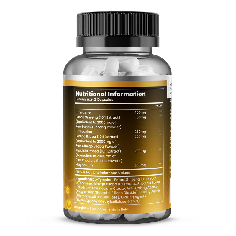 HealthEssent Dopamine Balance Complex – L-Tyrosine, L-Theanine, Ginkgo Biloba & Magnesium, Dopamine Precursor for Natural Mood & Focus Formula – 60 Vegan Capsules 60 count (Pack of 1)
