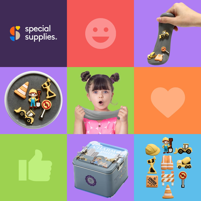 [Australia] - Special Supplies Sensory Therapy Putty for Kids and Adults with Cute Charms, Resistive Hand Exercise Stress Relief Therapy Putty (Construction) Construction 