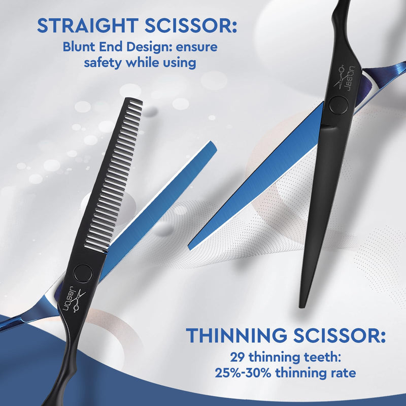 [Australia] - JASON professional hairdressing scissors - hair cutting scissors and thinning scissors 6.5 inch hair scissors for hairdressers/beginners, blue-black 
