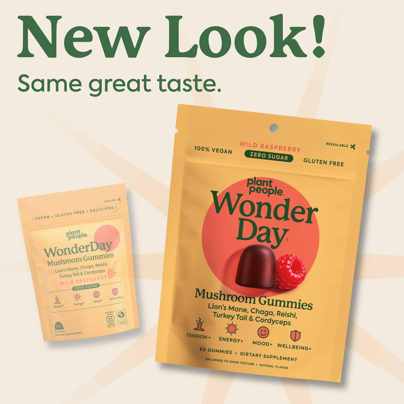 [Australia] - Plant People WonderDay Mushroom Gummies - Lion‚Äôs Mane, Cordyceps, Chaga Mushroom Supplement to Support Immune System De-Stress Boost Mood & Energy in Adults Natural, Vegan, Non-GMO (60 Count) 60 Count (Pack of 1) 