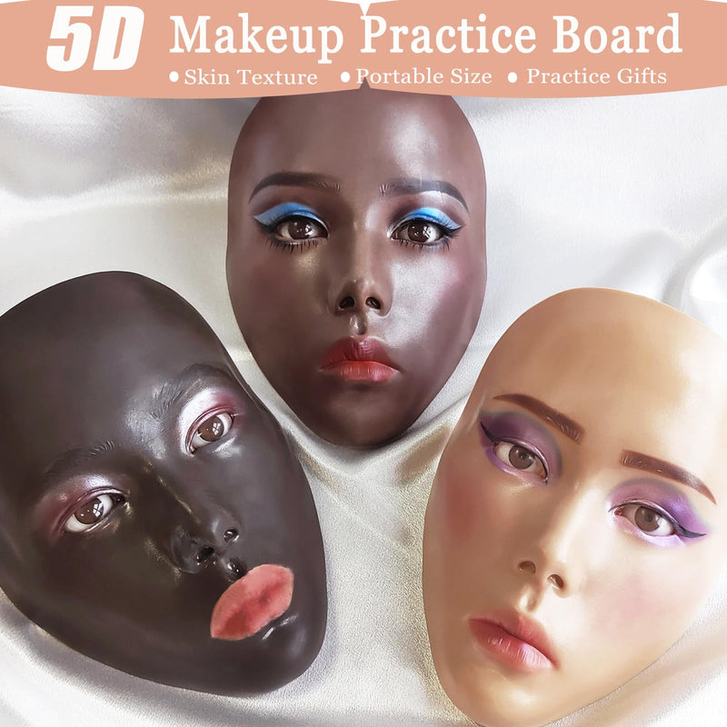 [Australia] - Makeup Mannequin Face - Silicone Head with Makeup Kit, Brushes & Bag for Practicing Skills or Gifts Black 