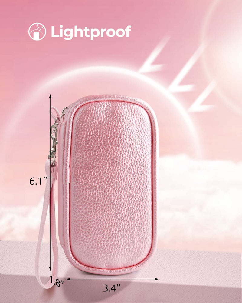 [Australia] - Cute Pill Organizer 2 Times a Day, PU Leather Pill Case for Women, Portable Weekly Pill Box for Purse with Storage Bag to Hold Vitamins/Medications/Fish Oils/Supplements, Pink 01-pink 