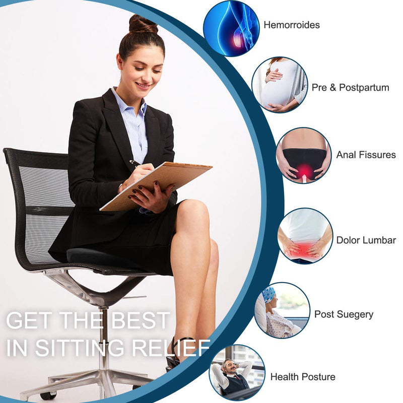 [Australia] - Donut Pillow Hemorrhoid Pillow for Office Chair, Orthopedic Pressure Relief Pillow for Tailbone, Coccyx, Postpartum Pregnancy & After Surgery Sitting,18 Inches Black 