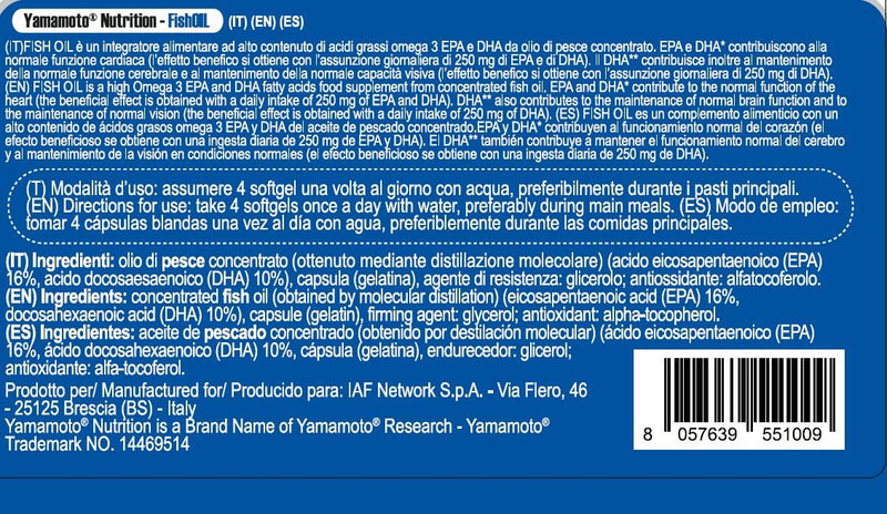 [Australia] - YAMAMOTO Nutrition, fish oil - molecular distillation in 200 soft capsules, dietary supplement with Omega 3 EPA and DHA from fish oil, gluten and lactose free, 116.5 g 259.23 g (pack of 1) 