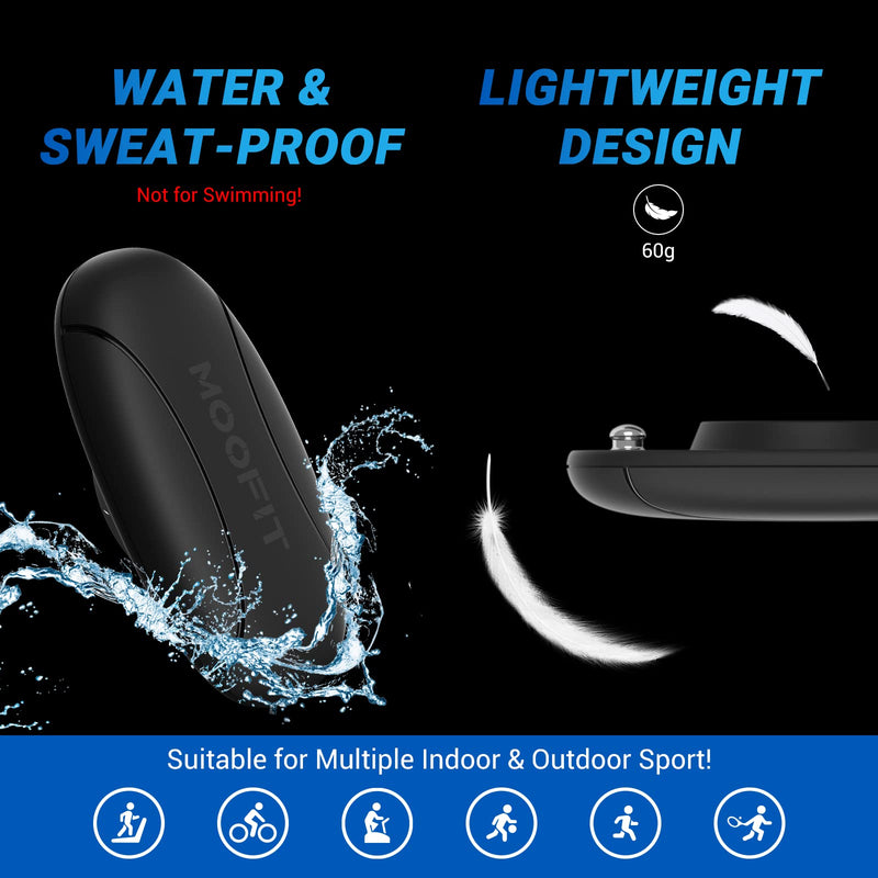 [Australia] - moofit HR8 Heart Rate Monitor Chest Strap, Low Energy Real-Time Heart Rate Data Bluetooth 5.0/ANT+, Longer Communication Range, IP67 Waterproof, Compatible with iOS/Android Apps, Gym Equipment, Black 