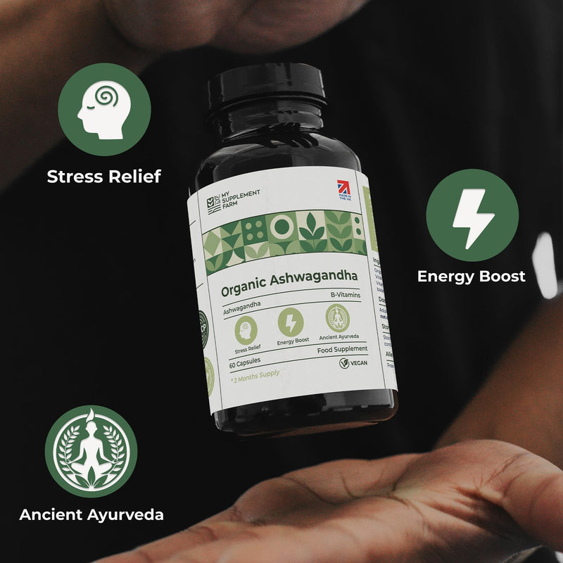 Organic Ashwagandha High Strength Capsules | 470mg, 60 Capsules - 2 Month Supply | Pure Root Extract Supplements for Men & Women | (Not Gummies or Powder) Made in UK | Vegan