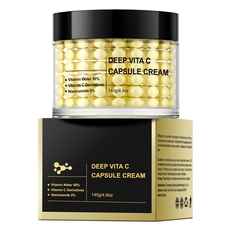 Deep Vitamin C Capsule Face Cream,Moisturizer Capsule Facial Cream,Hydrating Night Face Cream Skincare 4.9 OZ Vitamin C Capsule Cream