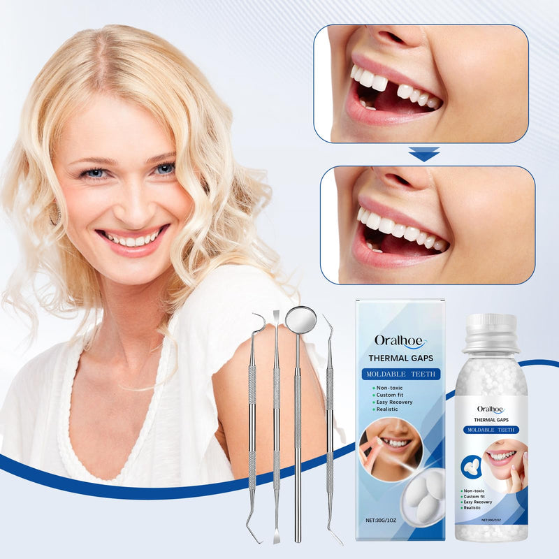 [Australia] - Tooth Repair Set Tooth Repair Set Tooth Repair Set Permanent Make Your Own Tooth Filling Make Your Own Temporary Dentures for Repairing Gaps in Broken Teeth with 4 Tools, 30g+5g 