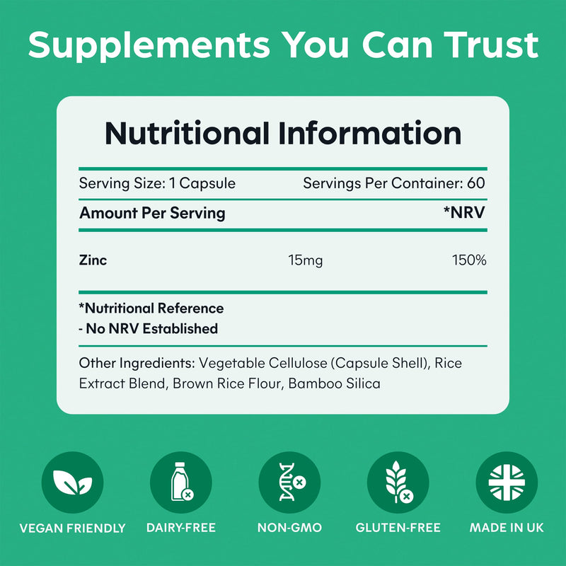 High Strength Zinc Supplement 15mg by Purolabs - Chelated Zinc Bisglycinate - Vegan Capsules - High Absorption Tablets for Men & Women - Immune & Skin Support Supplements - 60 Count