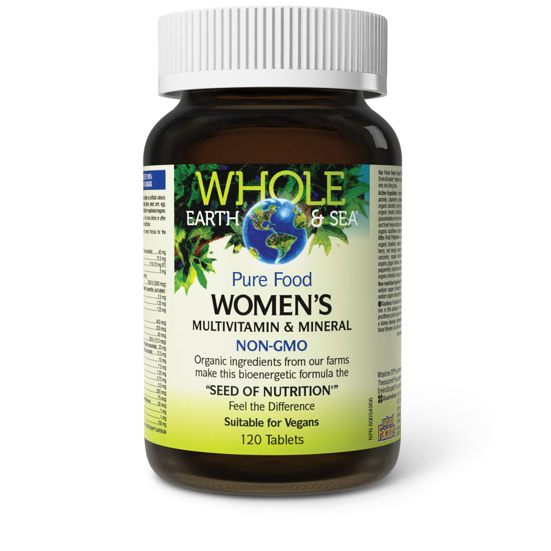 Natural Factors Whole Earth & Sea Women's Multivitamin & Mineral, Whole Food Supplement, Vegan, 120 Tablets 120 Count (Pack of 1)