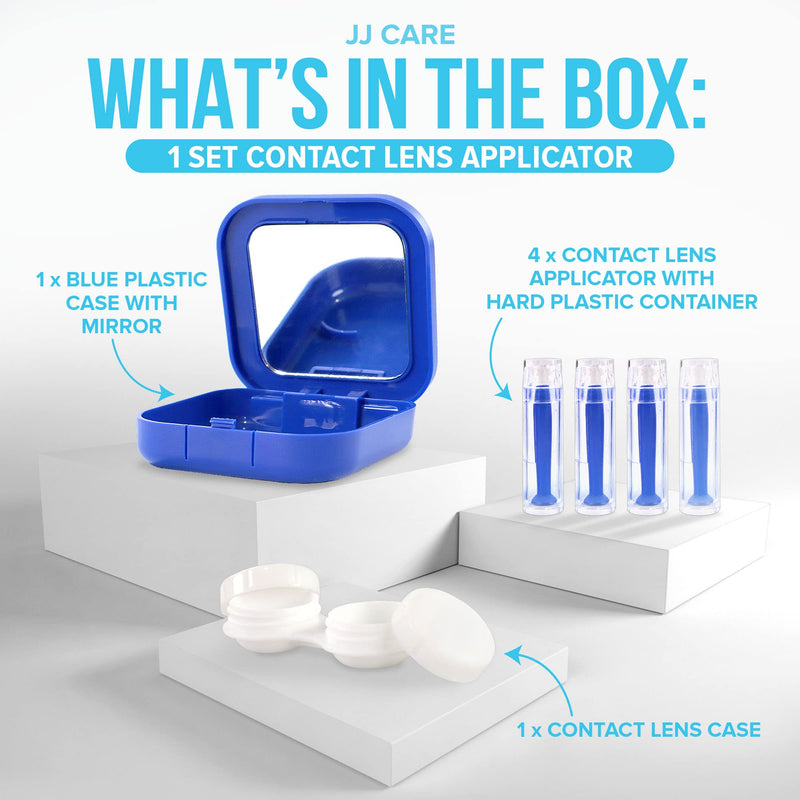 [Australia] - JJ CARE Contact Lens Applicator - Bundle Pack, Contact Lens Remover for Hard Lenses, Eye Contact Plunger for Hard Contacts, Contact Removal Tool for Permeable Gas Lenses w/Mirror & Contact Lens Case 