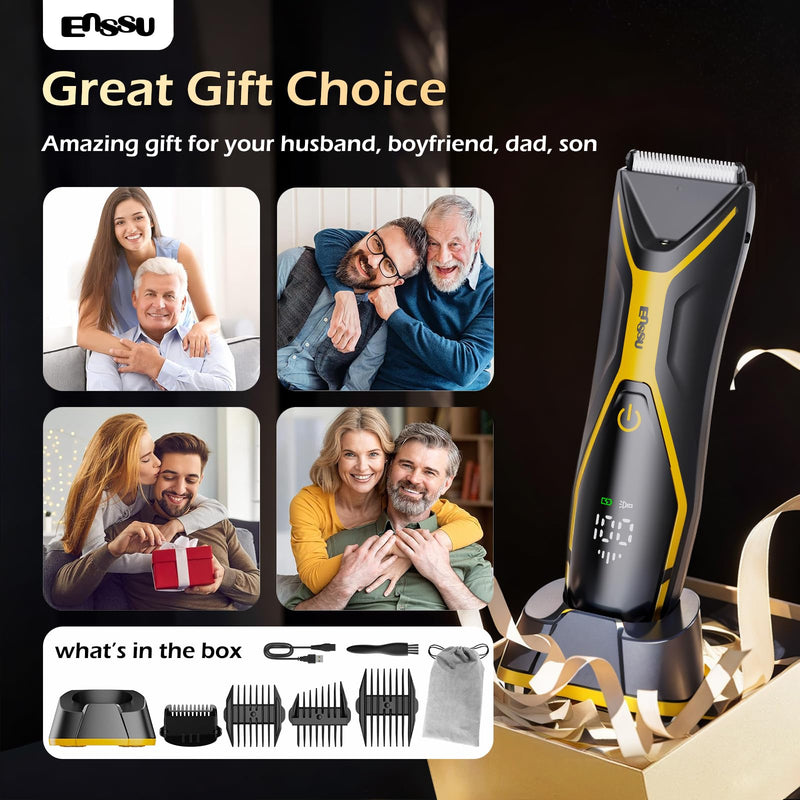 [Australia] - Body Hair Trimmer for Men Manscape Trimmer for Men, Electric Ball Shavers with Ceramic Blades & BLADELOCK™, Pubic Hair Groomer IPX7 Waterproof Wet or Dry Use for Groin/Legs/Chest 
