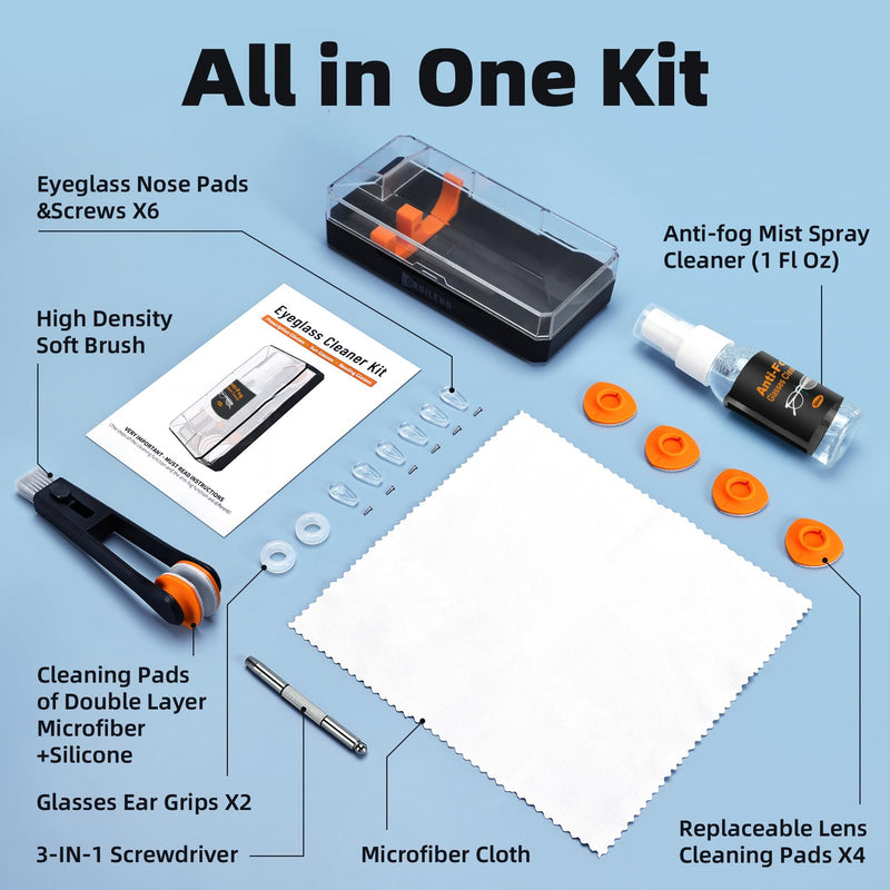 [Australia] - Ordilend Glasses Cleaner Eyeglass Cleaning Kit with 24H Anti Fog Spray for Glasses and Microfiber Cloth, Portable Eyeglass Cleaner Tool Lens Cleaning kit for Camera Lenses Light Black 