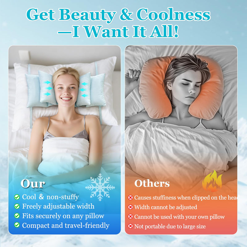 [Australia] - Beauty Pillow - Anti Wrinkle Aging Face Up for Sleeping Upright Back Training Post Eye Surgery Wrinkle Prevention Neck Stabilization Head Positioning (Cooling Fabric) Blue-cooling 