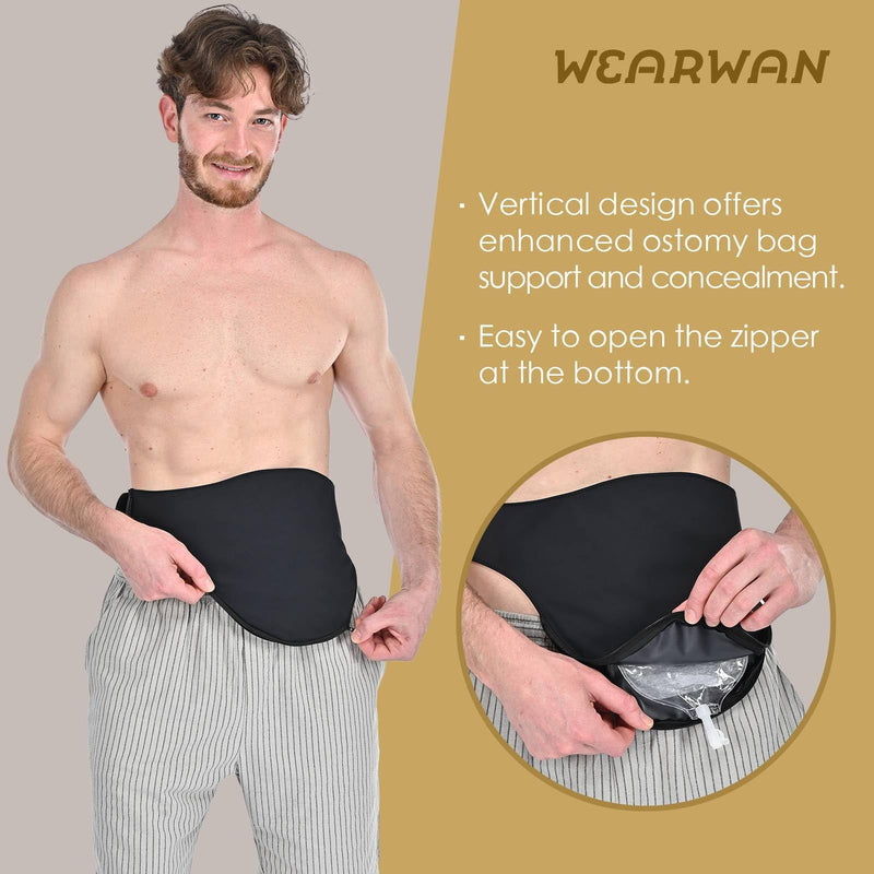 [Australia] - Colostomy Bag Covers for Women and Men, Ostomy Bag Covers, Ostomy Belt Abdomen M Black 