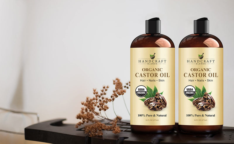 [Australia] - Handcraft Blends Organic Castor Oil - 16 Fl Oz - 100% Pure and Natural - Premium Grade Oil for Hair Growth, Eyelashes and Eyebrows - Carrier Oil - Hair and Body Oil - Expeller-Pressed and Hexane-Free Organic Castor 16 Fl Oz (Pack of 1) 