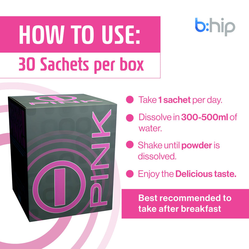 [Australia] - Energy Drink Powder, bHIP Pink for Women 30 Drink Mix Packets. Energy Supplements for Women. Natural Blend Energy Powder Drink Mix Perfect for Today's Busy Woman 