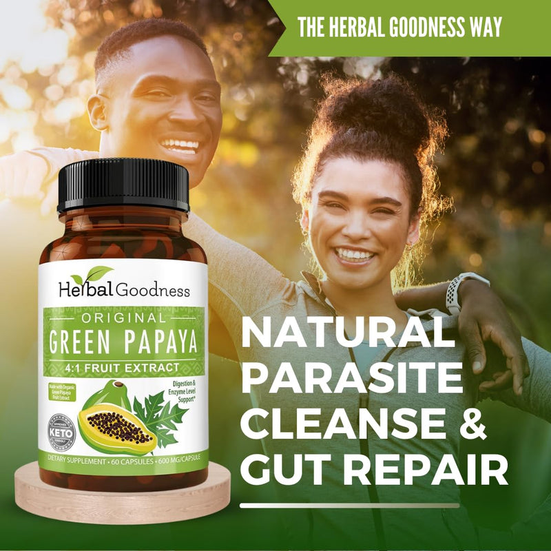 [Australia] - Green Papaya Leaf Extract Capsules 60 Capsules - Papaya Enzymes for Digestion - Digestive Enzymes with Probiotics and Prebiotics, Body Immune Vitamins and Antioxidants - Made in The USA 1 