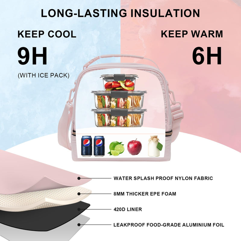Everfun Hanging Travel Toiletry Bag for Women and 15 Can Insulated Double Deck Lunch Bag for Women Bargain Combination