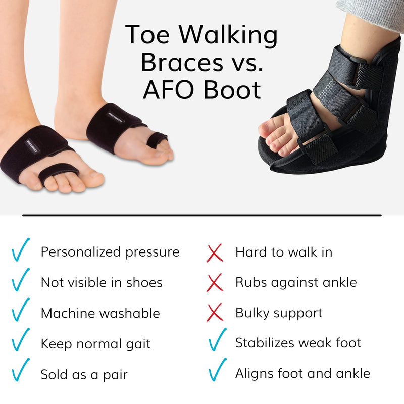BraceAbility Toe Walking Braces for Kids - Patented Pediatric Foot Supports To Prevent Tip Toe Walking, Cerebral Palsy Equipment, Autism, ADHD, Aspergers, Youth Neurological Disorders (L - Pair) Large