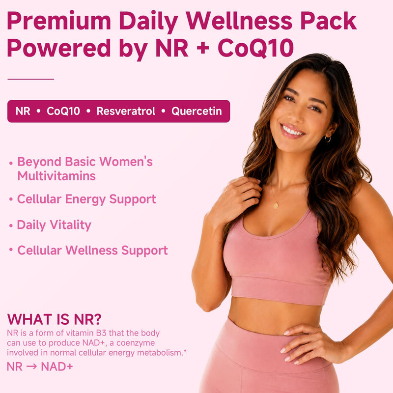 Multivitamin for Women 30+ with D3+K2, Probiotics & NR | Daily Vitamin Packs with Ashwagandha & L-Theanine, Portable Packs for Energy, Gut Health, Bone Support, 30 Day Supply 1 Box