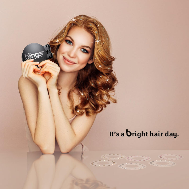 blinger® Starter Kit | Women's Hair Styling Tool + 75 Precision-Cut Glass Crystals | Bling in Seconds! Bedazzling Multi-Faceted Gems | Hair-Safe – Bling In Brush Out Women Starter Kit