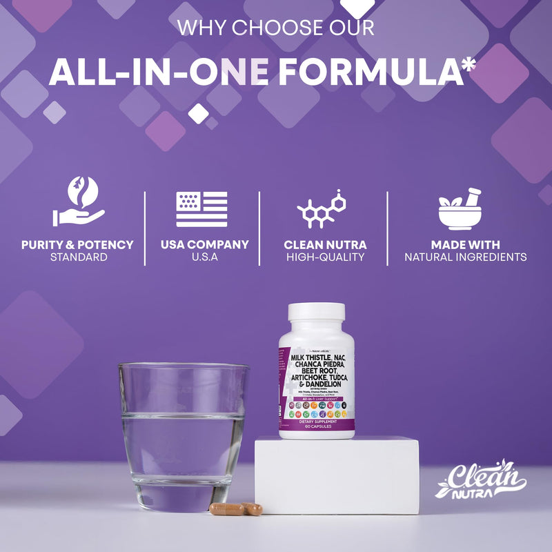 [Australia] - Clean Nutraceuticals Milk Thistle NAC Chanca Piedra Beet Root Artichoke Dandelion Root - Liver Cleanse Detox & Repair Supplement Plus TUDCA Choline & Ginger 60 Count 1 