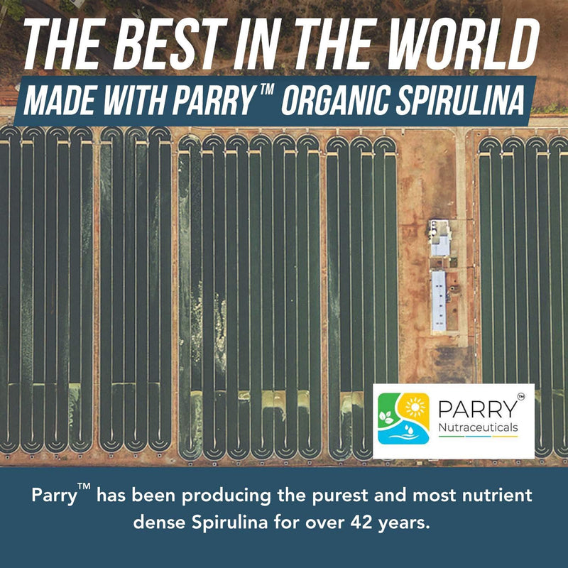 [Australia] - Organic Spirulina Powder - Made with Parry® Spirulina. The Best Spirulina in The World, Highest Nutrient Density - Non-Irradiated, 4 Organic Certifications, Vegan Farming Process (75 Servings - 8 oz.) 8 Ounce (Pack of 1) 