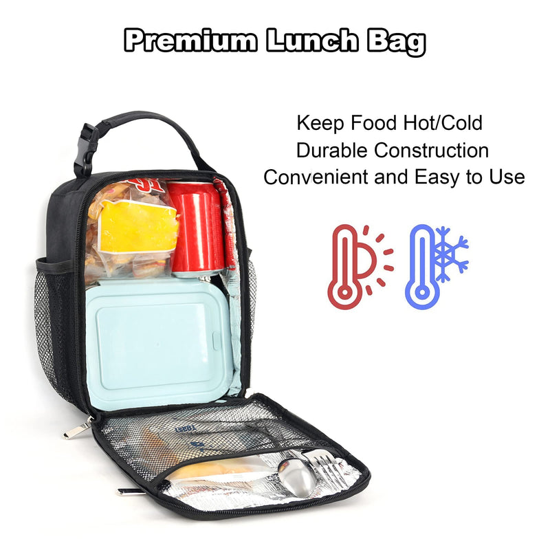 [Australia] - Femuar Lunch Box for Men Women Adults Small Lunch Bag for Office Work Picnic - Reusable Portable Lunchbox, Black 