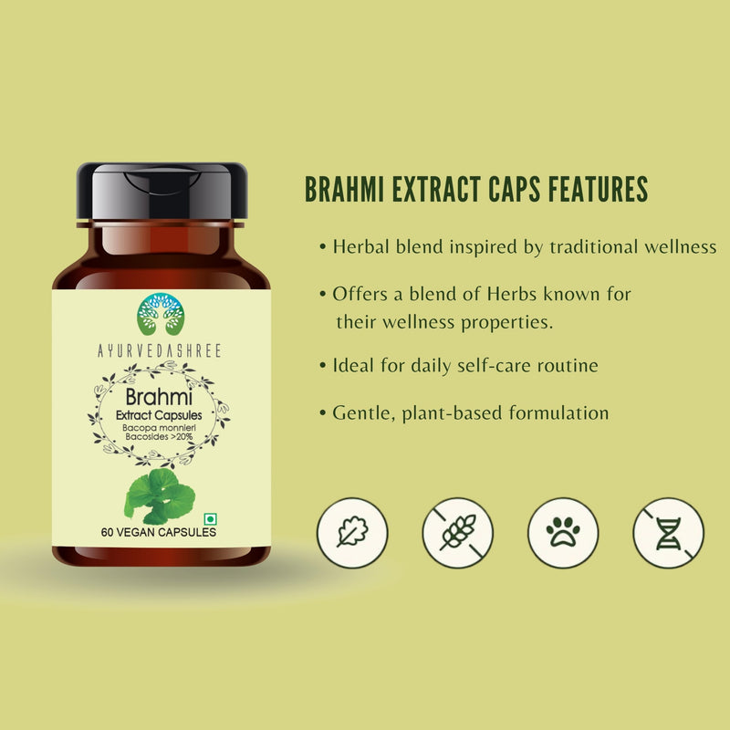 [Australia] - Brahmi Extract 500mg - 60 Vegetarian Capsules|Bacopa Monnieri Bacosides| All Natural | 100% Vegan | Gluten-Free | GMP Certified Brahmi 60 Count (Pack of 1) 