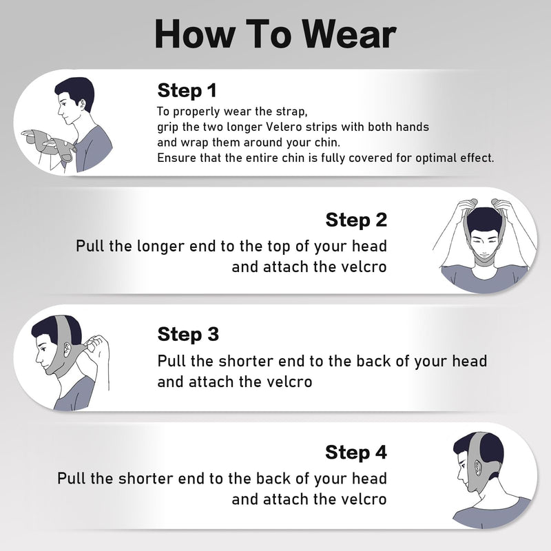 [Australia] - 2 Pack Anti Snore Chin Strap for Sleeping, Mouth Jaw Tape Snoring Stopper Sleep Devices CPAP Users Breathing Head Mouthpiece Solution Keep Closed Advancement Reducing Aids Mandibular Machine Men Women Black 