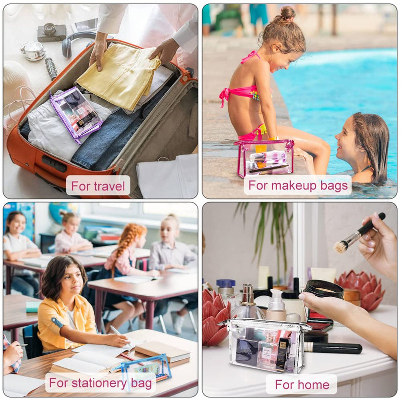 Meetory 5 Pcs Clear Waterproof Cosmetic Bag with Zipper, PVC Transparent Plastic Makeup Organizing Bags Travel Toiletry Pouch for Bathroom, Vacation and Organizing