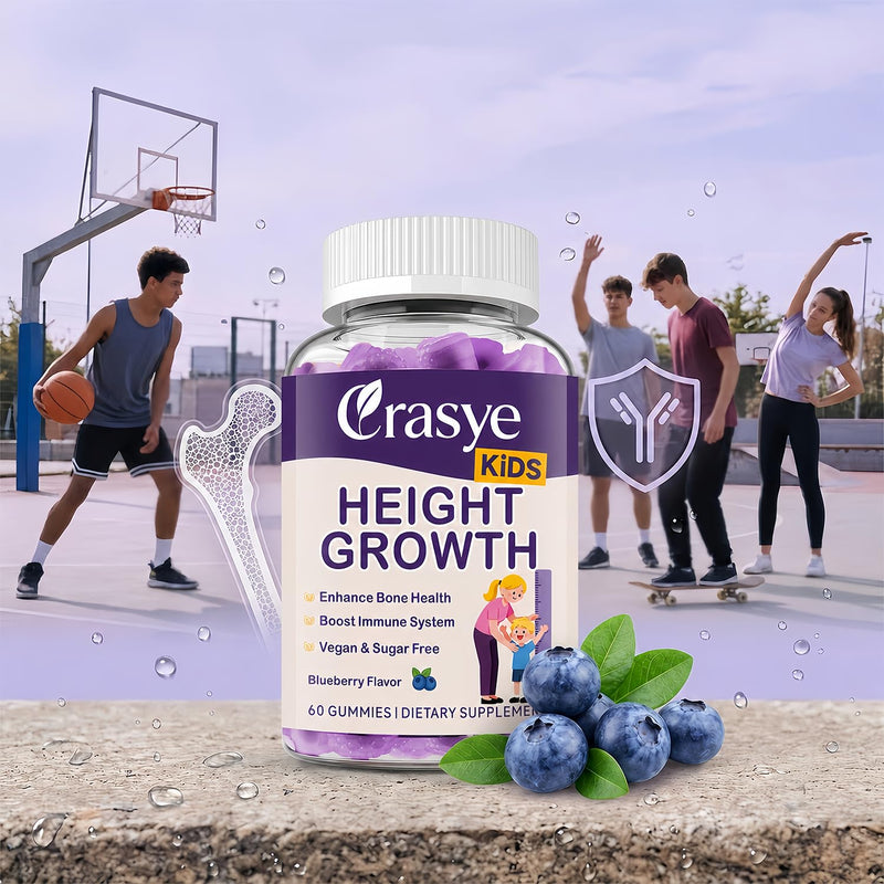 Tru Height Growth Gummies for Kids & Teens, True Height Growth Gummies - Calcium, Vitamin D3 + K2, Zinc, Teen Bone Strength and Immunity, 60 Counts