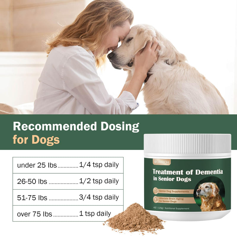 Senior Dog Supplements Dog Dementia Supplement Mushroom Powder for Dogs 120g | Cognitive Supplement for Dogs Addresses Getting Lost, Social Withdrawal | Canine Cognitive Dysfunction - PawsPlanet Australia