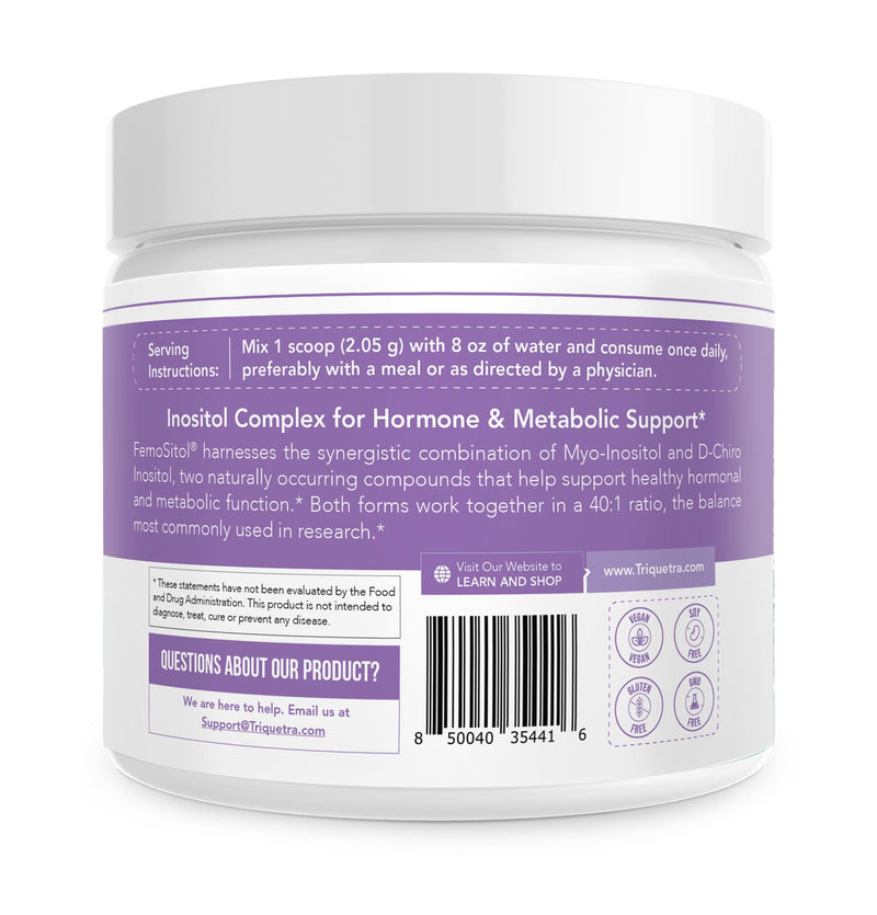FemoSitol Inositol Powder | Myo-Inositol & D-Chiro Inositol Complex - Clinically Proven 40:1 Ratio (Vitamin B8) | Hormonal Balance & Healthy Ovarian Function Support (123 gram – 60 Servings) 4.34 Ounce (Pack of 1)