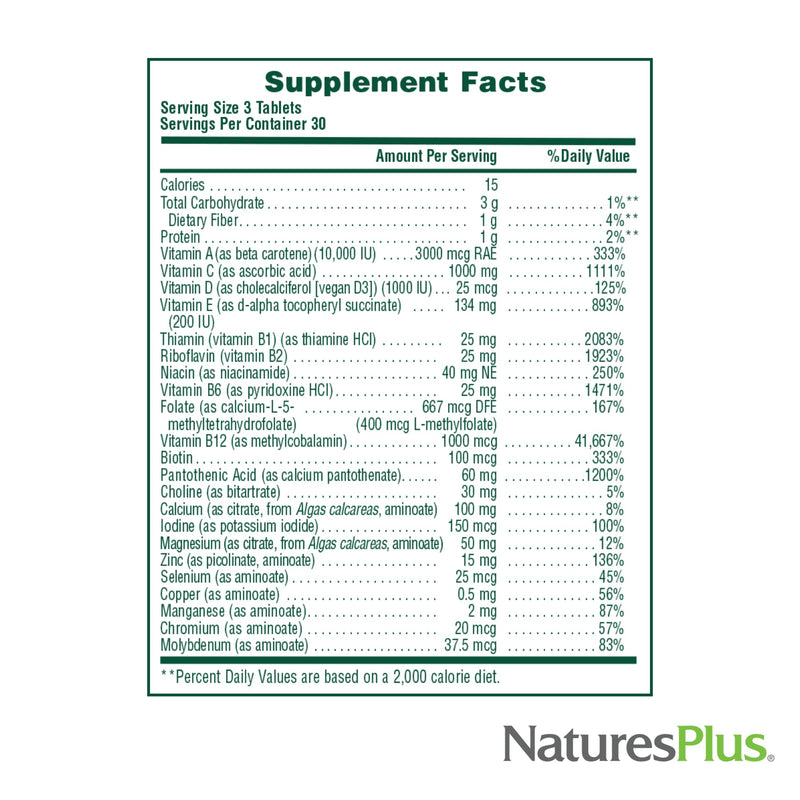 NaturesPlus Source of Life No Iron - 90 Tablets - Multivitamin & Mineral Supplement with Vitamin D3 - Supports Natural Energy & Well-Being - Gluten Free, Vegetarian - 30 Servings 90 Count (Pack of 1)