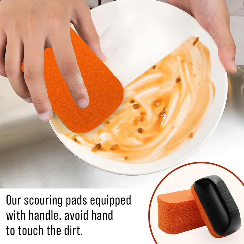 [Australia] - 6-Piece Griddle Cleaning Kit for Blackstone, Flat Top Grill Cleaning Kit Non-Scratch Scouring Pads for Kitchen - 5 Scrubber Pads and 1 Handle Orange Orange-6pcs 