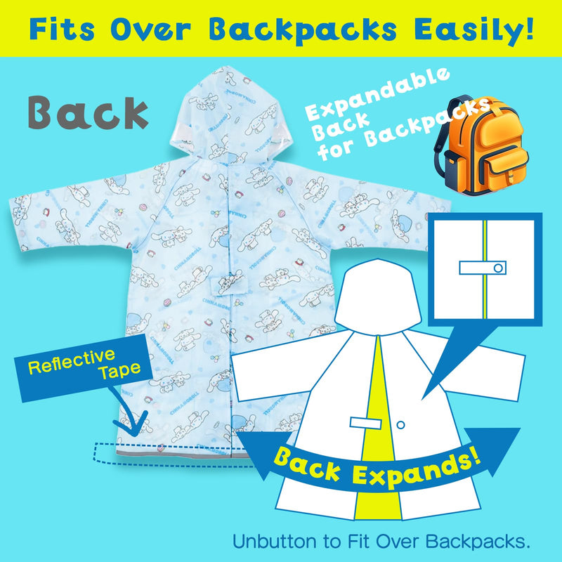 Skater CINNAMOROLL Character Rain Jacket for 43"-49" Height and Folding Umbrella 37" Set for Girls 5-7 Years Old Light Blue [from Japan]