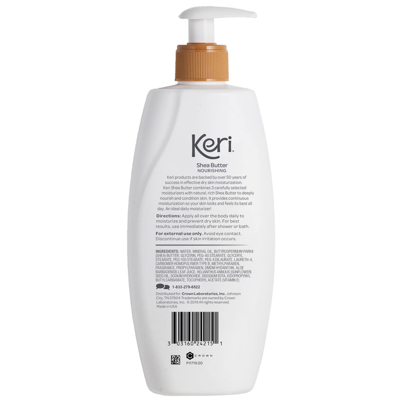 Keri Whole Body Therapy Original Shea Butter Lotion, Continuous Moisturization, 3 Essential Moisturizers (Vitamin E, Aloe and Sunflower Seed Oil) 15 oz. 15 Ounce (Pack of 1)