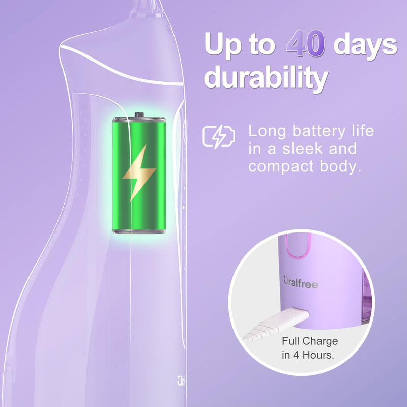 [Australia] - Oralfree Water Dental flosser Teeth Picks - Braces Cordless Oral Irrigator Portable Rechargeable Travel Irrigation Cleaner IPX7 Waterproof Electric Professional Flossing Teeth Cleaning for Home Purple 