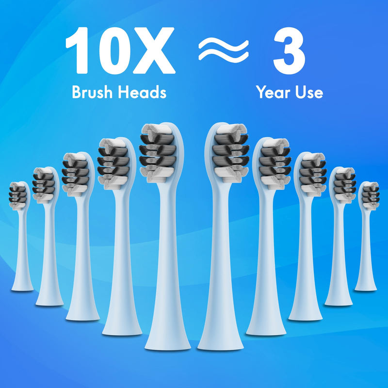 [Australia] - Sonic Electric Toothbrush for Adults and Kids, Comes with 10 Brush Heads & Travel Case, 5 Modes with 2 Minutes Built in Smart Timer, One Charge for 90 Days, 42,000 VPM Motor (Blue and White) Blue-white 