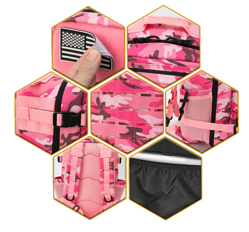 QT&QY 25L Tactical backpack & Tactical Toiletry Bag(Pink Camo)