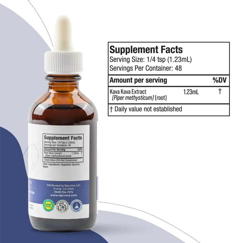 [Australia] - Rejuvica Health Kava Kava Root Extract Supplement - Active Kava Kava - Potent Relaxation & Calm - Liquid Extract - Piper Methysticum - Noble Variety - Naturally Occurring Kavalactones - 48 Servings 