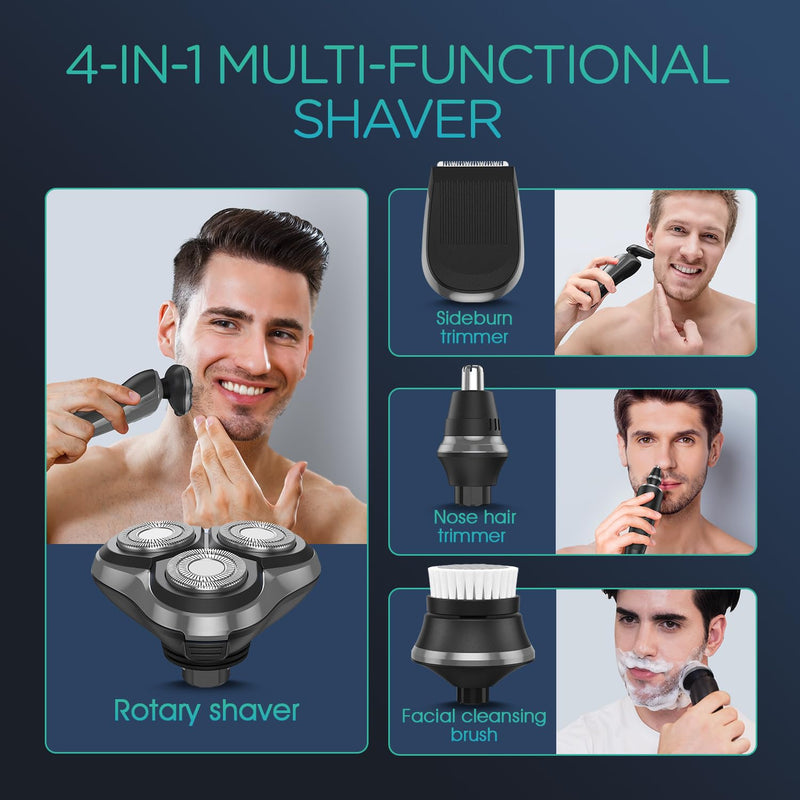 [Australia] - VOYOR Electric Razor for Men Cordless Shavers for Shaving with face sideburn Nose Ear Hair Rechargeable Wet Dry Waterproof TX410 New (New Version-Grey) New Version-Grey 