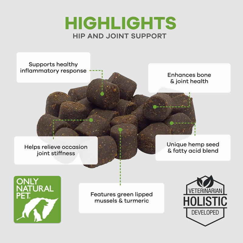 Only Natural Pet Hemp Hip & Joint Support for Dogs - Supplement for Mobility Wellness Pain Relief Healthy Inflammatory & Bone Stiffness - Chews w/Fatty Acid Blend Mussels & Turmeric - 120 Count 14.72 Ounce (Pack of 1) - PawsPlanet Australia